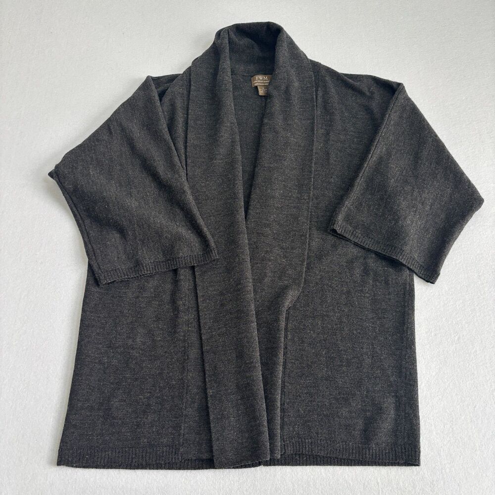 Fenn Wright Manson FWM Wool Open-front Cardigan Women's M Short-sleeve Gray Long